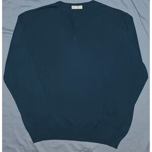Gran Sasso Sweater Men's Size 58 Green Long Sleeve Merino Wool Vneck